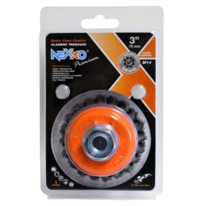 GRATA COPA CONICA TRENZADA DE ACERO CARBONO 3”